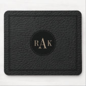 Tapis De Souris Elégant Cuir Noir Texture Cadre Noir (Devant)