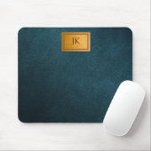 Tapis De Souris Élégant cuir vert, Monogramme (Avec souris)