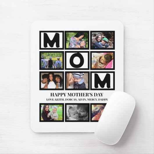 Tapis De Souris Elégant Custom Happy Mothers Day 9 Photo Collage (Avec souris)