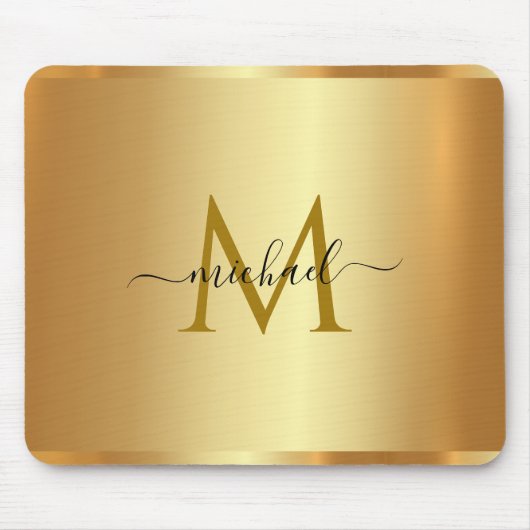 Tapis De Souris Elegant Custom Name Monogram Initial Template Gold (Devant)