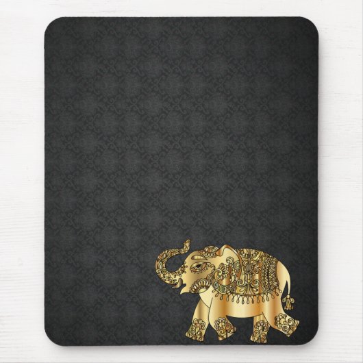 Tapis De Souris Elégant Damask Gold Paisley Elephant (Devant)