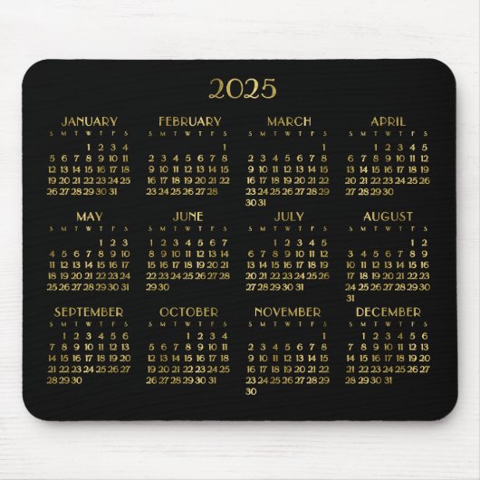 Tapis De Souris Élégant Déco Calendrier Annuel 2025 (Devant)