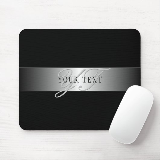 Tapis De Souris Élégant écriture de script de monogramme modifiabl (Avec souris)