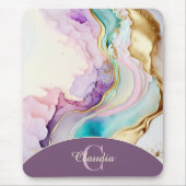 Tapis De Souris Élégant encre liquide de marbre Monogram (Devant)