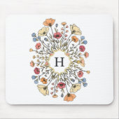 Tapis De Souris Elegant Floral Monogram Mouse Pad (Devant)
