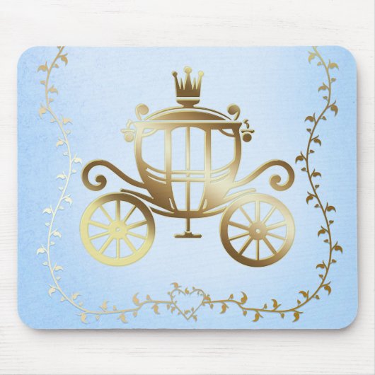 Tapis De Souris Elégant Gold Carriage Blue Storybook Princesse (Devant)