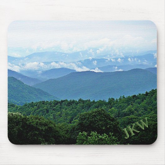 Tapis De Souris Elegant Green Blue Smoky Mountains Photo Monogram (Devant)