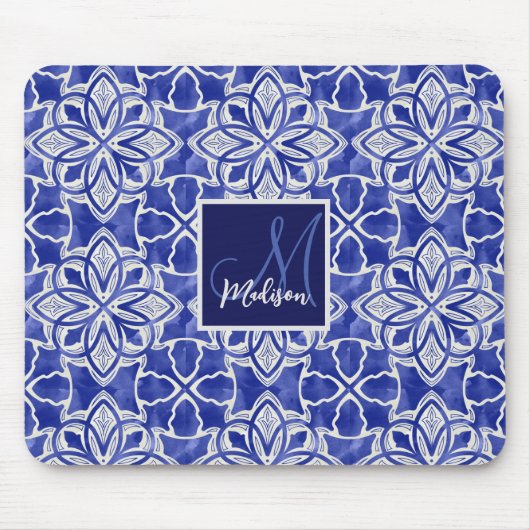 Tapis De Souris Élégant gris-gris gris gris initial monogrammé (Devant)