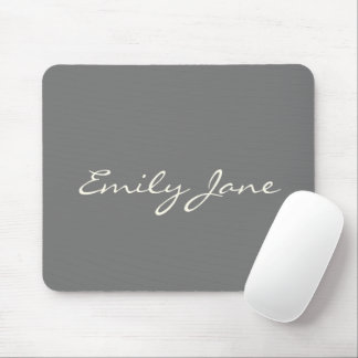 Tapis De Souris Élégant Gris manuscrit Nom du script personnalisé