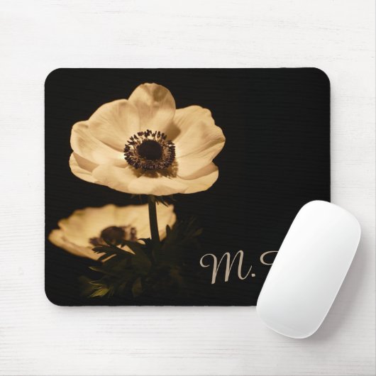 Tapis De Souris Élégant Initiales Fleurs d'anémones (Avec souris)
