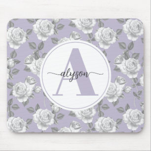 Tapis De Souris Elégant jardin Rose en Lavender Monogram Mouse pad