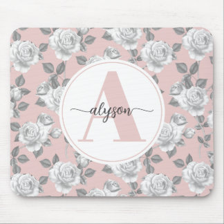 Tapis De Souris Elégant jardin Rose en Pink Monogram Presse souris
