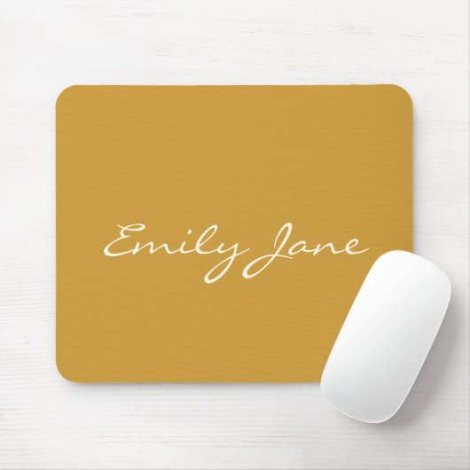 Tapis De Souris Élégant Jaune manuscrit Nom de script personnalisé (Avec souris)