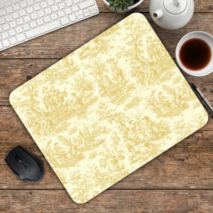 Tapis De Souris Élégant Jaune Vintage Toile de Jouy Française