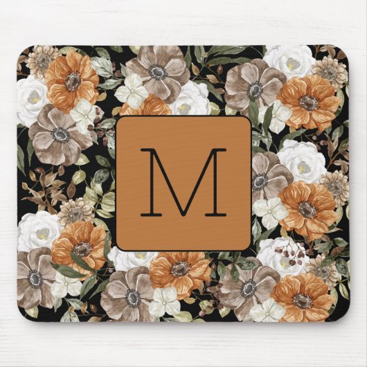 Tapis De Souris Elégant look féminin Noir et marron initial (Devant)
