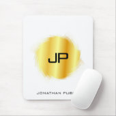 Tapis De Souris Elégant look métallique Faux Or Monogramme moderne (Avec souris)