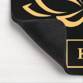 Tapis De Souris Elégant Lotus or Fleur Zen Yoga Monogramme (Coin)