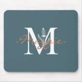 Tapis De Souris Élégant M Monogramme initial Turquoise mignonne (Devant)