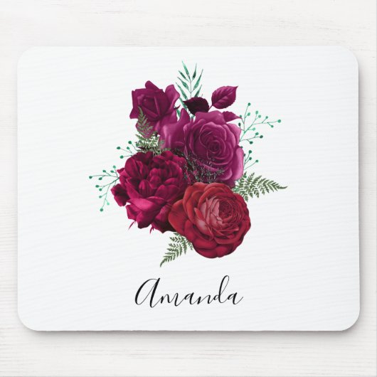 Tapis De Souris Elegant Magenta Rose Floral Bouquet (Devant)