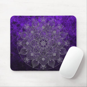 Tapis De Souris Élégant Mandala Namaste Floral Silver & Purple