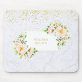 Tapis De Souris Elégant Marbre Floral Chic Pastel Mousepad tendanc (Devant)