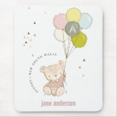 Tapis De Souris Élégant Mignon Ours Blonde Fille Monogramme (Devant)