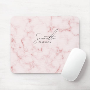Tapis De Souris Élégant minimaliste écriture manuscrite rose marbr