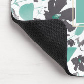 Tapis De Souris Élégant modèle Floral Brown Turquoise avec initial (Coin)