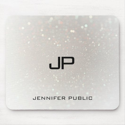 Tapis De Souris Élégant Modèle Personnalisé Glamor Monogramme (Devant)