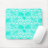 Tapis De Souris Elégant modèle Turquoise Turquoise Lace Damask Lac (Avec souris)