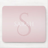 Tapis De Souris Elégant moderne Blush Pink Ombre Nom et monogramme (Devant)