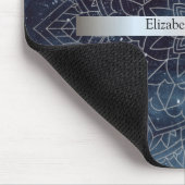 Tapis De Souris Elégant moderne en argent Mandala Stripe Navy bleu (Coin)