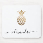 Tapis De Souris Élégant moderne minime cuivre or blanc ananas (Devant)