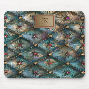 Tapis De Souris Élégant Moderne Vintage Cuir Diamants Colorés