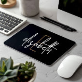 Tapis De Souris Élégant Monogram Black Gold Script