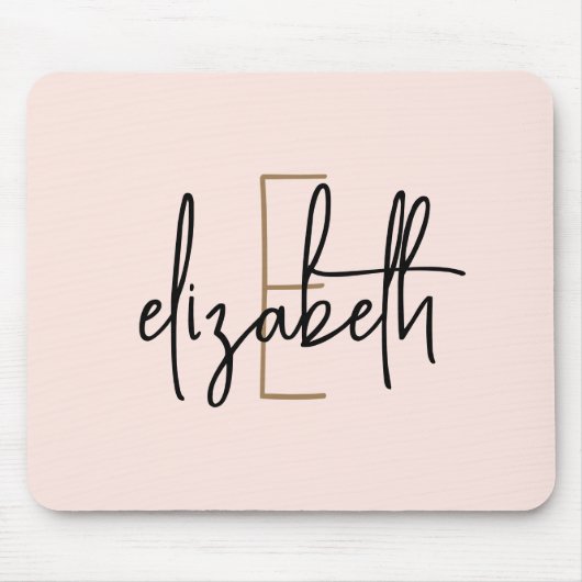 Tapis De Souris Élégant Monogram Pink Gold Script (Devant)