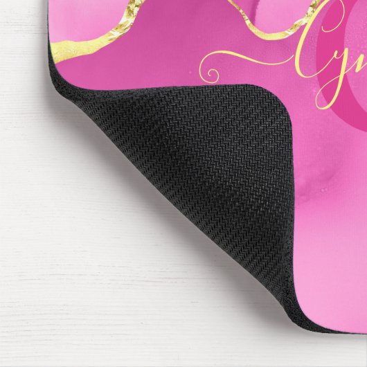 Tapis De Souris Élégant Monogramme "C" Rose Or Agate Pierre (Coin)