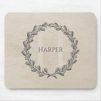 Tapis De Souris Élégant monogramme de couronne | Souris beige