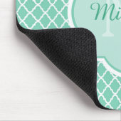 Tapis De Souris Élégant Monogramme De Quatrefoil Vert Mint Avec No (Coin)