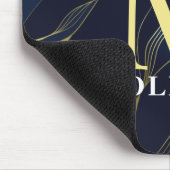 Tapis De Souris Élégant Monogramme masculin Marine & Or (Coin)