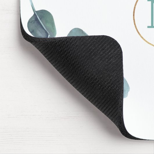 Tapis De Souris Élégant Monogramme moderne Eucalyptus Or (Coin)