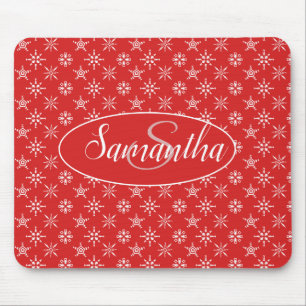 Tapis De Souris Élégant Monogramme Motif blanc rouge