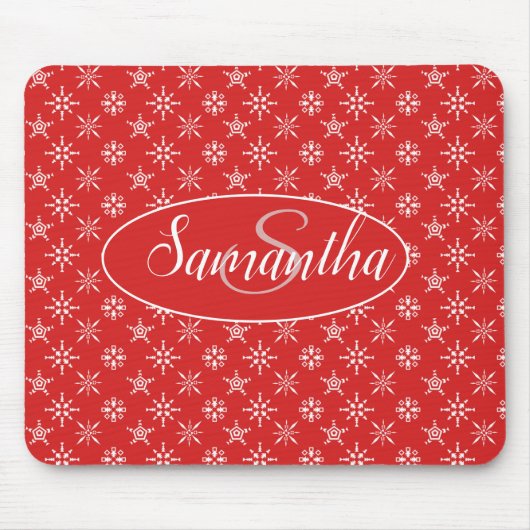 Tapis De Souris Élégant Monogramme Motif blanc rouge (Devant)