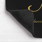 Tapis De Souris Élégant Monogramme noir et or Script (Coin)