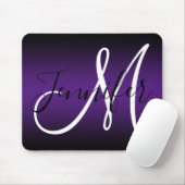 Tapis De Souris Élégant Monogramme noir et Royal violet Ombre (Avec souris)
