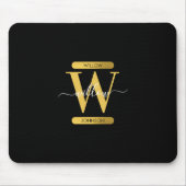 Tapis De Souris Élégant Monogramme noir & or Script moderne (Devant)