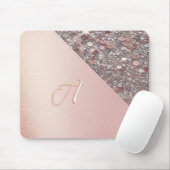 Tapis De Souris Élégant Monogramme Or Rose (Avec souris)