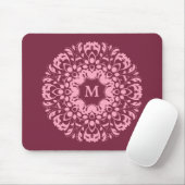 Tapis De Souris Élégant monogramme rose (Avec souris)