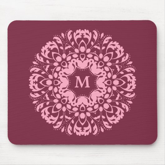 Tapis De Souris Élégant monogramme rose (Devant)