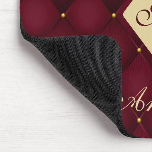 Tapis De Souris Élégant Monogramme Rouge Or Tufted (Coin)